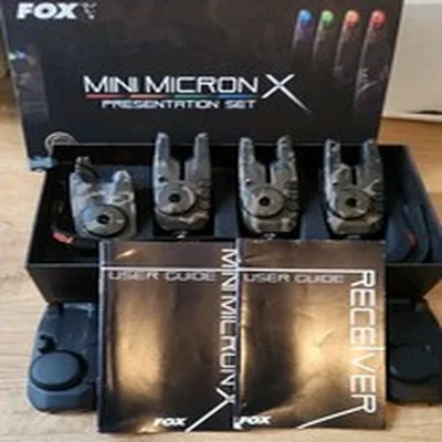 Fox Mini Micron X RARE CAMO Bite Alarm x3 Receiver Set Carp Fishing Tackle BOXED