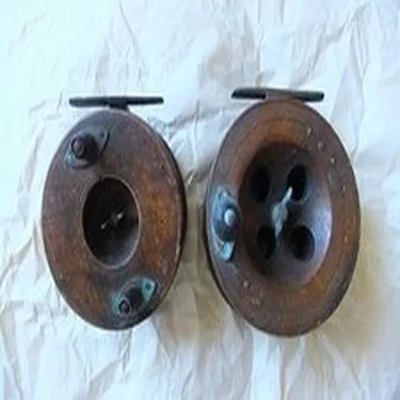 2x VINTAGE WOODEN FISHING REELS
