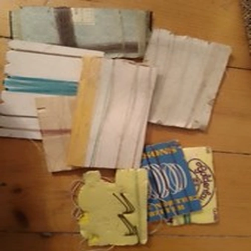 mixture of fishing line with some hooks