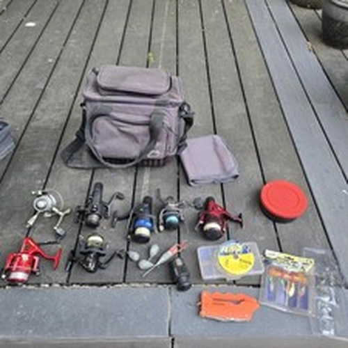Fishing Rod Reels  Weights Line Flys Bag Containers Bargain
