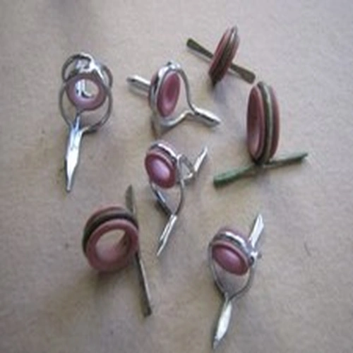 BUNDLE 7 VINTAGE PINK ENAMEL LINED FISHING ROD RINGS Angling making repair