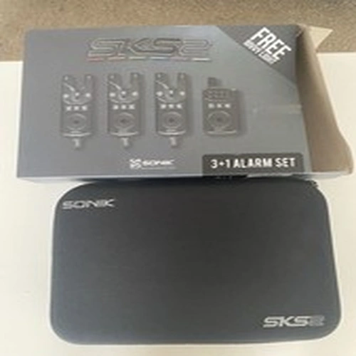 Sonik SKS2 Bite Alarm Set 3+1 Receiver and Bivvy Light. Mint Condition