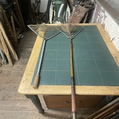 Antique/Vintage Fly Fishing Scoop Nets X2 1x Wooden Handle Both Work Well