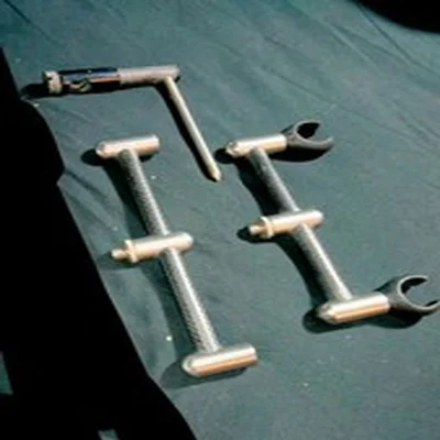 2 rod Steve Neville carbon buzz bars&ESP rests + support stands, great condition