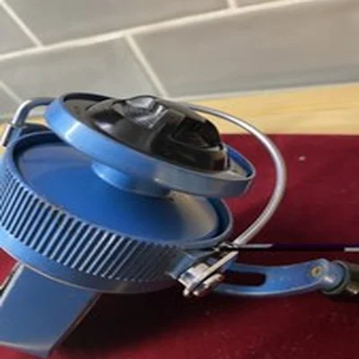 JW Young Ambidex Mark six fishing reel nice condition looked after Velour Pouch