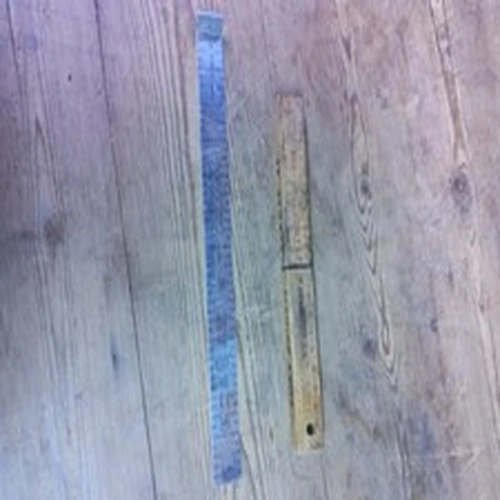 RETRO EFGEECO FISHING RULER WITH RETRO WOODEN FISHING RULER, HOOK CASE, WINDER. 