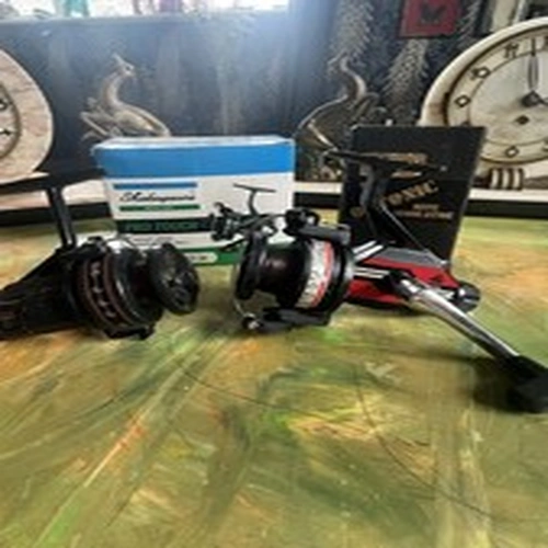 3 Fishing Reels And Optronic Line Indicator , 1 New And Still In Original Box