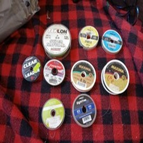 Job Lot Used Spools Fishing Line x 9 Spools. Mono And Fluorocarbon