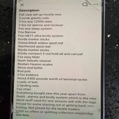 Complete full 3 rod  carp fishing set up in great condition 