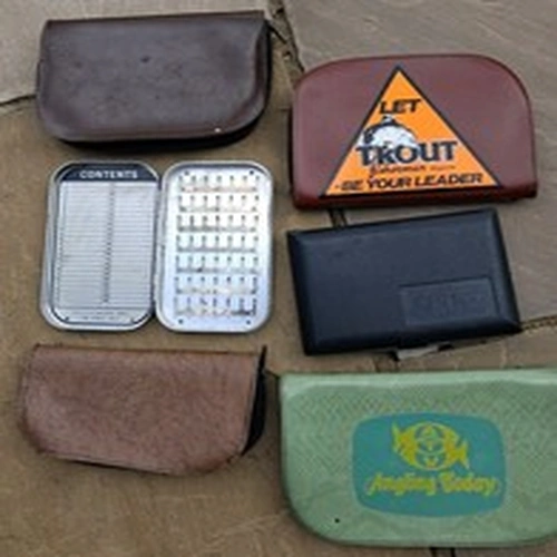 Joblot 6 Vintage Fly Fishing Wallet Tin Box inc Bob Church & Wheatley