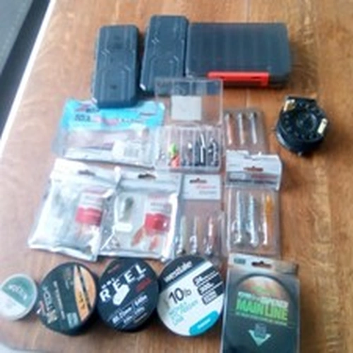Joblot Of Fishing Tackle Jellys Line Rig Boxes Reel