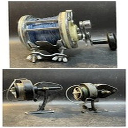 3 Vintage fishing Reels 2-K.P. Morritts Fixed  reels And 1  Baitcasting Sea Reel