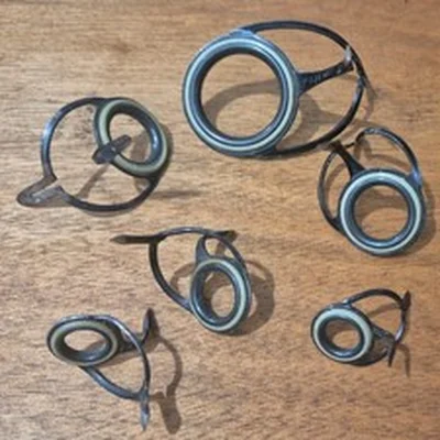 6 VINTAGE FUJI ROD EYES BUTT EYE 27MM SMALLEST 9MM SECOND HAND