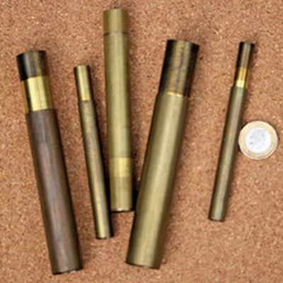 Five hollow vintage Brass Rod Ferrules