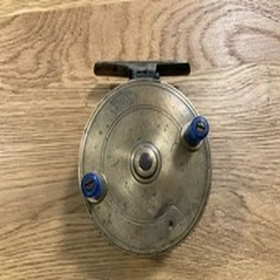 vintage  mallochs brass sidecaster salmon fly centrepin fishing reel 4in