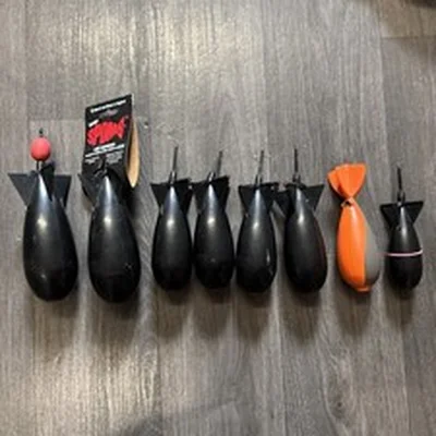 Spomb x 7 mixture of sizes some new some used and fox Carp Fishing Bait Rocket
