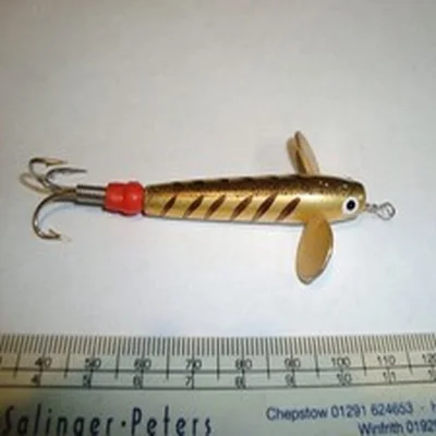 Old bygone devon minnow & mount. Striped good looking attractive fishing lure