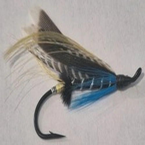 A STUNNING VINTAGE STEEL EYED SALMON FLY BEAUTIFUL COLLECTORS CONDITION 6/0