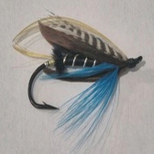 A STUNNING VINTAGE STEEL EYED SALMON FLY BEAUTIFUL COLLECTORS CONDITION 6/0