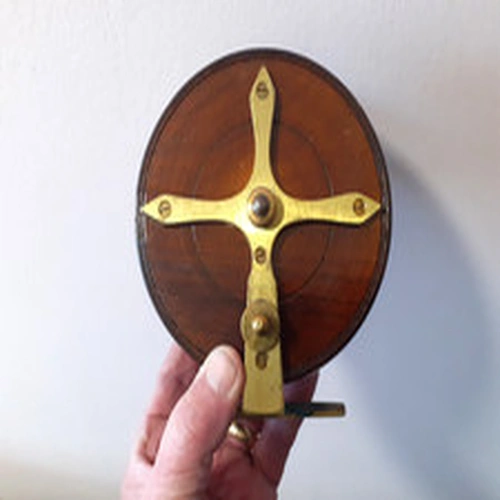 A Large Vintage Wood & Brass Fishing Reel Unused Original Box