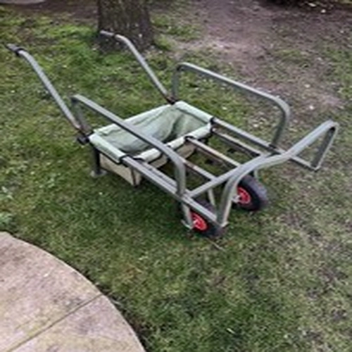 Fishing Trolley Two Wheel Folding Barrow Cart with Bag Adjustable Legs Heavy Dut