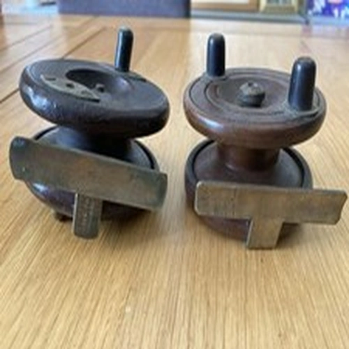 2 Antique Fishing Reels Wood and Brass Vintage Fishing Reels