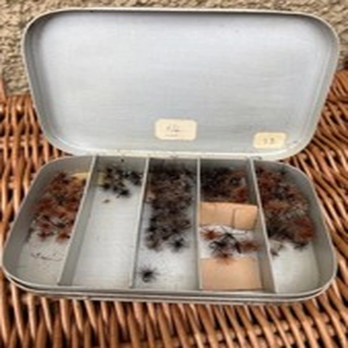 Vintage Fly Tin (Believed to be French Vintage) and Many Dry Flies (Ref3)