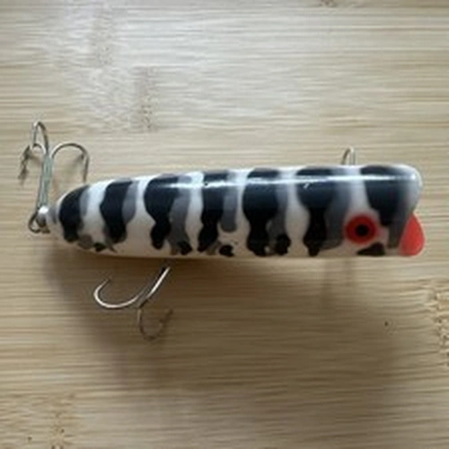 Heddon Lucky 13 Floating Fishing Lure - Black Grey & White - 9.5cm body -  VGC 