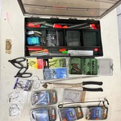 Various Pike floats, tackle, New PikePro Twin Treble, Fox Box