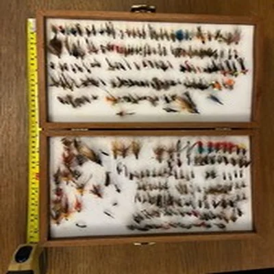 Twin Wooden Fly Box,with Lots Of Flies