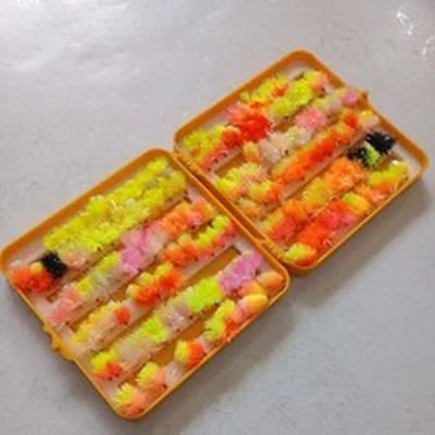 138 Blobs/Fabs In Fly Box - Trout Flies - Fly Fishing