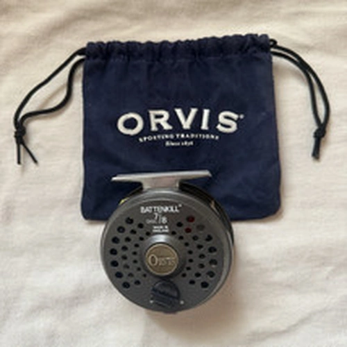 Orvis Battenkill Disc 7/8 Fly Reel, Grey, Made in England, Reel & Pouch