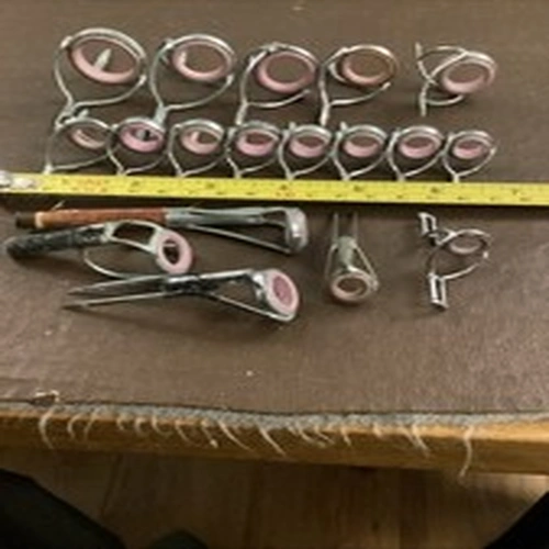 Pink Centred Vintage Fishing Rod Guides For Beach And Boat Rebuilding