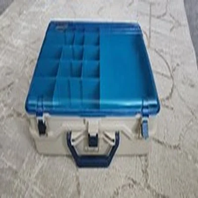 Vintage PLANO Magnum Style Fishing Tackle Box BLUE  Smoke Large Size