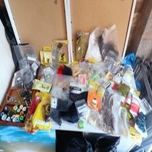 Fly Tying Job Lot Inc Tools, Hooks, and Materials.