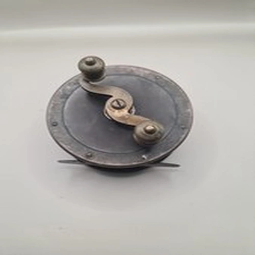 RARE VINTAGE BRASS AND EDONITE SNAKE HANDLED SALMON REEL