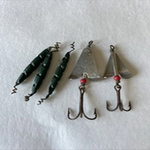 Vintage Mackerel Spinners Wedge/Toby Shape & 3 X Spiral Leads/Sinkers