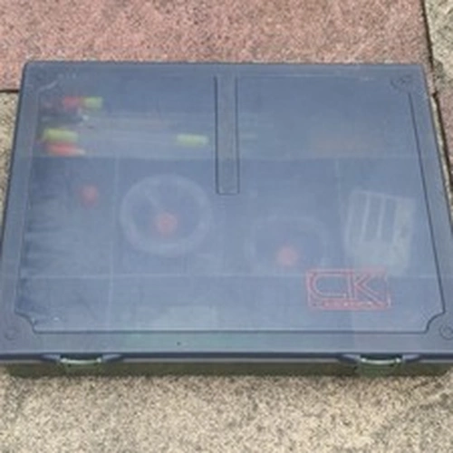 CK Carp Kinetics Plastic Hard Case Tackle Box 6 Pockets 2 Dividers Green/Grey
