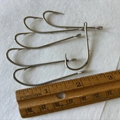 Vintage Barb Fishing Hooks x 6 - 2 1/4 Size