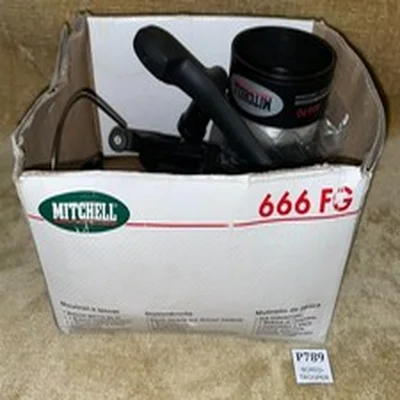 MITCHELL 666 FG FISHING SPINNING REEL PLUS SPARE SPOOL AND INSTRUCTIONS USED VG