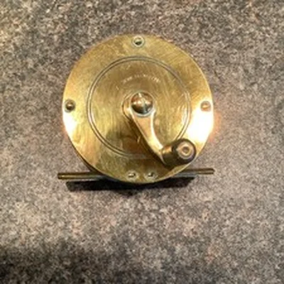 Antique English Brass Fishing Reel.