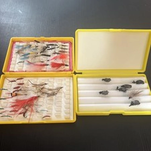 Vintage Fly Fishing Flies Black Beetles Salmon Trout Fishing Boxed 