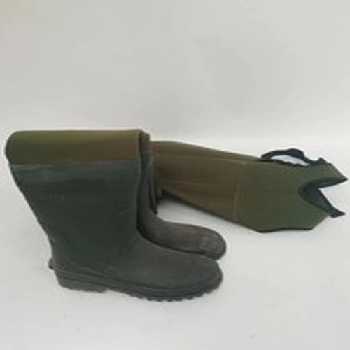 Green Fishing Chest Waders with Boots Size 9 Steel Shank 6" Tall 
