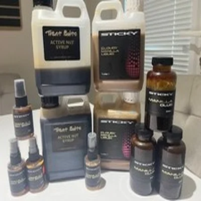 Sticky Manilla Glug Cloudy Liquid Bait Spray + Trent Baits Active Nut Syrup Carp