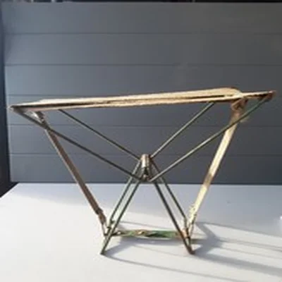 Vintage 1940s Portable Fold-up Fishing Camping Army Military Stool Hessian Seat