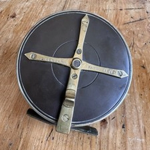 Rare Vintage D.SLATERS PATENT 4563 Fly Fishing Reel Ebonite & Brass Horn Handles