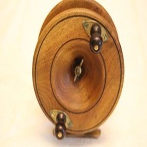 55. 5" Unnamed Wood and Brass Centrepin Reel