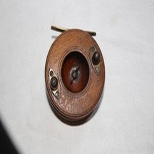 91. 3 1/2" Allcocks Wood and Brass Spineback Centrepin Reel