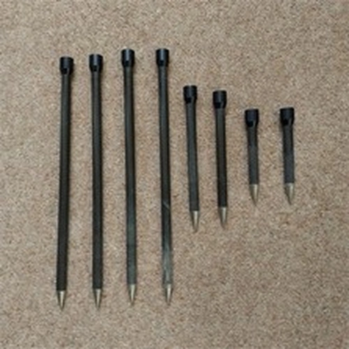 Eight carbon banksticks, various lengths for Carp Fishing Bank Sticks
