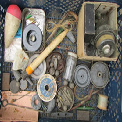 Job Lot of Fishing Gear Lead Weights Fishing Hooks Vintage Reel etc